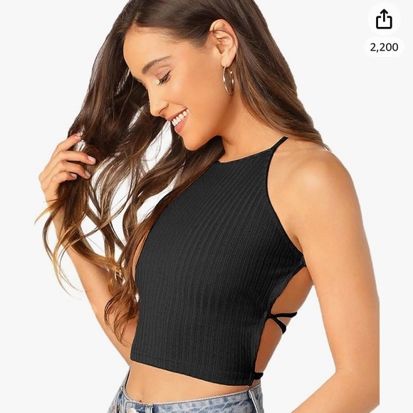 Lace Up Back Top - Picture 1 of 7